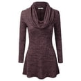 thumbnail image 1 of Doublju Womens Long Sleeve Cowl Neck A-Line Tunic Sweater Dress BURGUNDY, M, 1 of 3