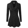 thumbnail image 1 of Doublju Womens Long Sleeve Cowl Neck A-Line Tunic Sweater Dress CHARCOAL, M, 1 of 3