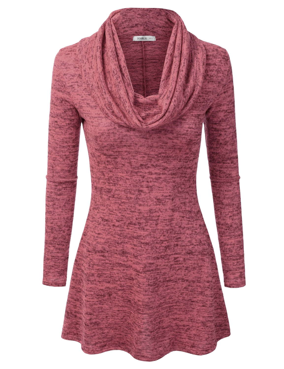Doublju Womens Long Sleeve Cowl Neck A-Line Tunic Sweater Dress DARKPINK,  1X - Walmart.com