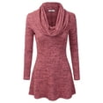 thumbnail image 1 of Doublju Womens Long Sleeve Cowl Neck A-Line Tunic Sweater Dress DARKPINK, 2X, 1 of 3