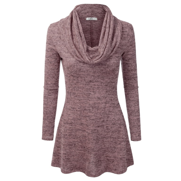 Doublju Womens Long Sleeve Cowl Neck A Line Tunic Sweater Dress MAUVE 1X Walmart