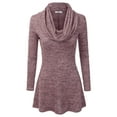 thumbnail image 1 of Doublju Womens Long Sleeve Cowl Neck A-Line Tunic Sweater Dress MAUVE, 2X, 1 of 3