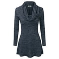 thumbnail image 1 of Doublju Womens Long Sleeve Cowl Neck A-Line Tunic Sweater Dress NAVY, 2X, 1 of 3