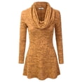 thumbnail image 1 of Doublju Womens Long Sleeve Cowl Neck A-Line Tunic Sweater Dress ORANGE, 1X, 1 of 3