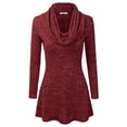 thumbnail image 1 of Doublju Womens Long Sleeve Cowl Neck A-Line Tunic Sweater Dress RED, 3X, 1 of 3
