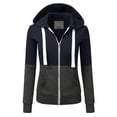 thumbnail image 1 of Doublju Womens Long Sleeve Lightweight 2 Color Blocked Hoodie Jacket With Side Pockets, 1 of 4