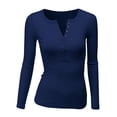 thumbnail image 1 of Doublju Womens Long Sleeve Thermal Henley Top with Female Plus Size, 1 of 4