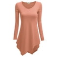 thumbnail image 1 of Doublju Womens Long Sleeve V-Neck Tunic Handkerchief Longline Tunic T-Shirt Dress, 1 of 3