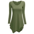 thumbnail image 1 of Doublju Womens Long Sleeve V-Neck Tunic Handkerchief Longline Tunic T-Shirt Dress, 1 of 3