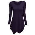 thumbnail image 1 of Doublju Womens Long Sleeve V-Neck Tunic Handkerchief Longline Tunic T-Shirt Dress, 1 of 4