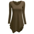 thumbnail image 1 of Doublju Womens Long Sleeve V-Neck Tunic Handkerchief Longline Tunic T-Shirt Dress, 1 of 3