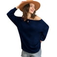 thumbnail image 1 of Doublju Womens Long Sleeve Wide Round Neck Casual Tunic Top With Plus Size, 1 of 4