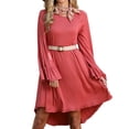 thumbnail image 1 of Doublju Womens Ruffle Detail Long Sleeve Dress With Side Pocket, 1 of 2