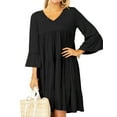 thumbnail image 1 of Doublju Womens Ruffle Layered Long Sleeve Midi Dress With Plus Size, 1 of 1
