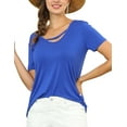 thumbnail image 1 of Doublju Womens Scoop Neck Asymmetric Strap Modal T-Shirt With Plus Size, 1 of 4