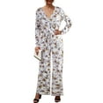 thumbnail image 1 of Doublju Womens Sexy V Neck Long Sleeve Waist Band Jumpsuit With Plus Size, 1 of 4