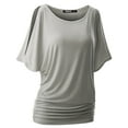 thumbnail image 1 of Doublju Womens Short Sleeve Dolman Drape Loose Fit Tunic Top(Plus Size Available), 1 of 5