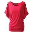 thumbnail image 1 of Doublju Womens Short Sleeve Dolman Drape Loose Fit Tunic Top(Plus Size Available), 1 of 5