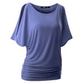 thumbnail image 1 of Doublju Womens Short Sleeve Dolman Drape Loose Fit Tunic Top(Plus Size Available), 1 of 5