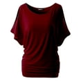thumbnail image 1 of Doublju Womens Short Sleeve Dolman Drape Loose Fit Tunic Top(Plus Size Available), 1 of 5