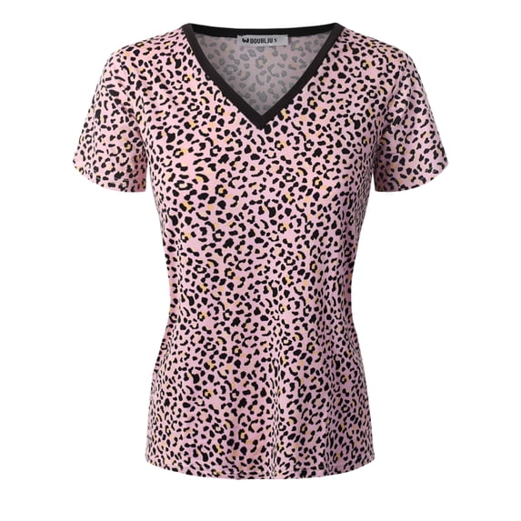 Doublju Womens Short Sleeve V-Neck T-Shirt (Female Plus Size Available)