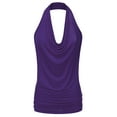 thumbnail image 1 of Doublju Womens Sleeveless Halter Neck Draped Blouse Tops (Female Plus Size Available), 1 of 5