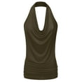 thumbnail image 1 of Doublju Womens Sleeveless Halter Neck Draped Blouse Tops (Female Plus Size Available), 1 of 5