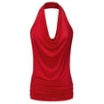 thumbnail image 1 of Doublju Womens Sleeveless Halter Neck Draped Blouse Tops (Female Plus Size Available), 1 of 5