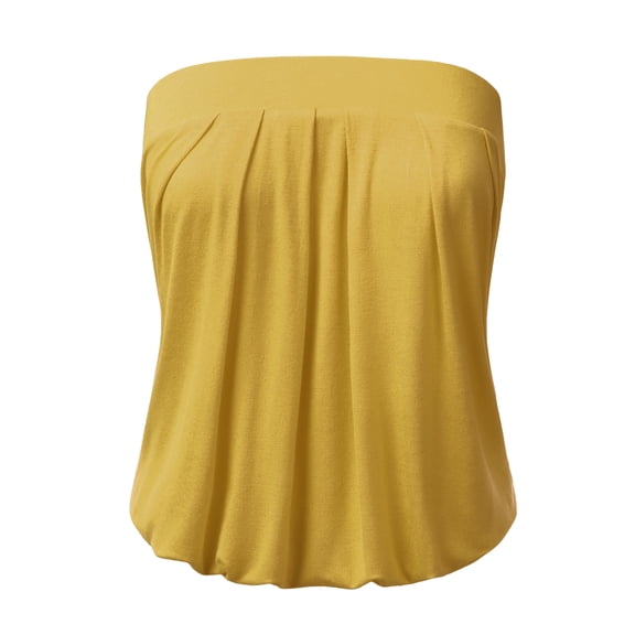 Doublju Wowen's Solid Natural Pleated Tube Top (Plus Size Available)