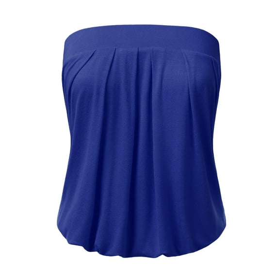 Doublju Wowen's Solid Natural Pleated Tube Top (Plus Size Available)