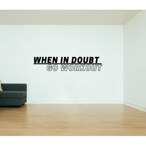 When In Doubt Go Workout Quote Fitness Workout Success Motivation Quotes Wall Decals Healthy Lifestyle for Girls Boys Gym Home Sports Room Decor Vinyl Wall Art Stickers Decoration Size (16x20 inch)