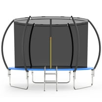 FUNTOK 10 FT Trampoline with Enclosure Net for Kids Adults, 600 LBS New Upgraded Recreational Backyard Trampolines with Waterproof Jump Mat Ladder for 3 Person