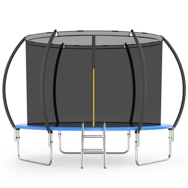 FUNTOK 10 FT Trampoline with Enclosure Net for Kids Adults, 600 LBS New Upgraded Recreational Backyard Trampolines with Waterproof Jump Mat Ladder for 3 Person