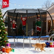 FUNTOK Trampoline 10FT 12FT 14FT Trampoline with Enclosure Net for Kids Adults, 600 LBS New Upgraded Recreational Backyard Trampolines with Waterproof Jump Mat Ladder for 3 Person