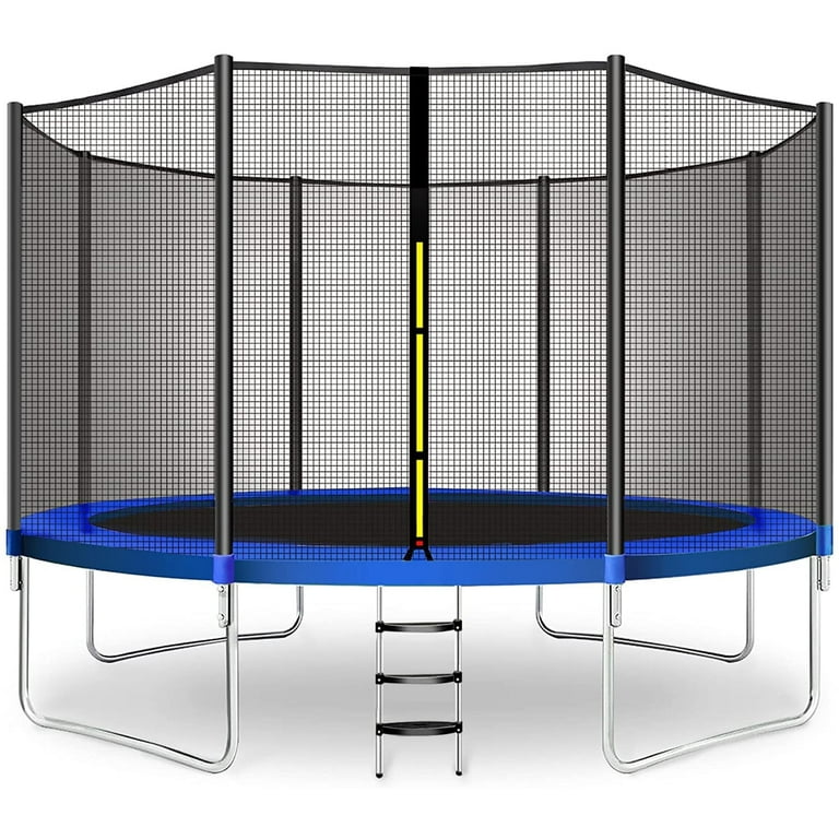 10FT Trampoline for Kids/Adult with Safe Enclosure Net, 660LBS Capacity for  3-4 Kids, Outdoor Fitness Trampoline with Waterproof Jump Mat and Ladder