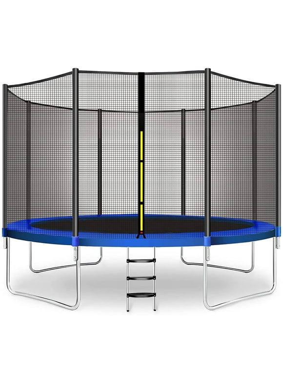Doufit 10FT Trampoline Jump Recreational Backyard Trampolines Weight Capacity 330LBS with Safe Enclosure Net for 3-4 Kids Adults Indoor Outdoor