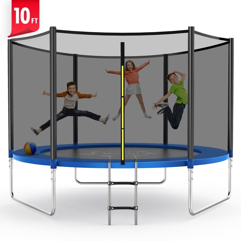 FUNTOK 10FT Trampoline Recreational Outdoor Trampoline, 600LB