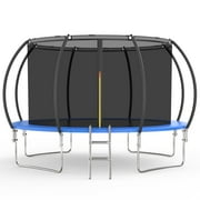 FUNTOK 12 FT Trampoline with Enclosure Net for Kids Adults, 1000 LBS New Upgraded Recreational Backyard Trampolines with Waterproof Jump Mat Ladder for 5 Person