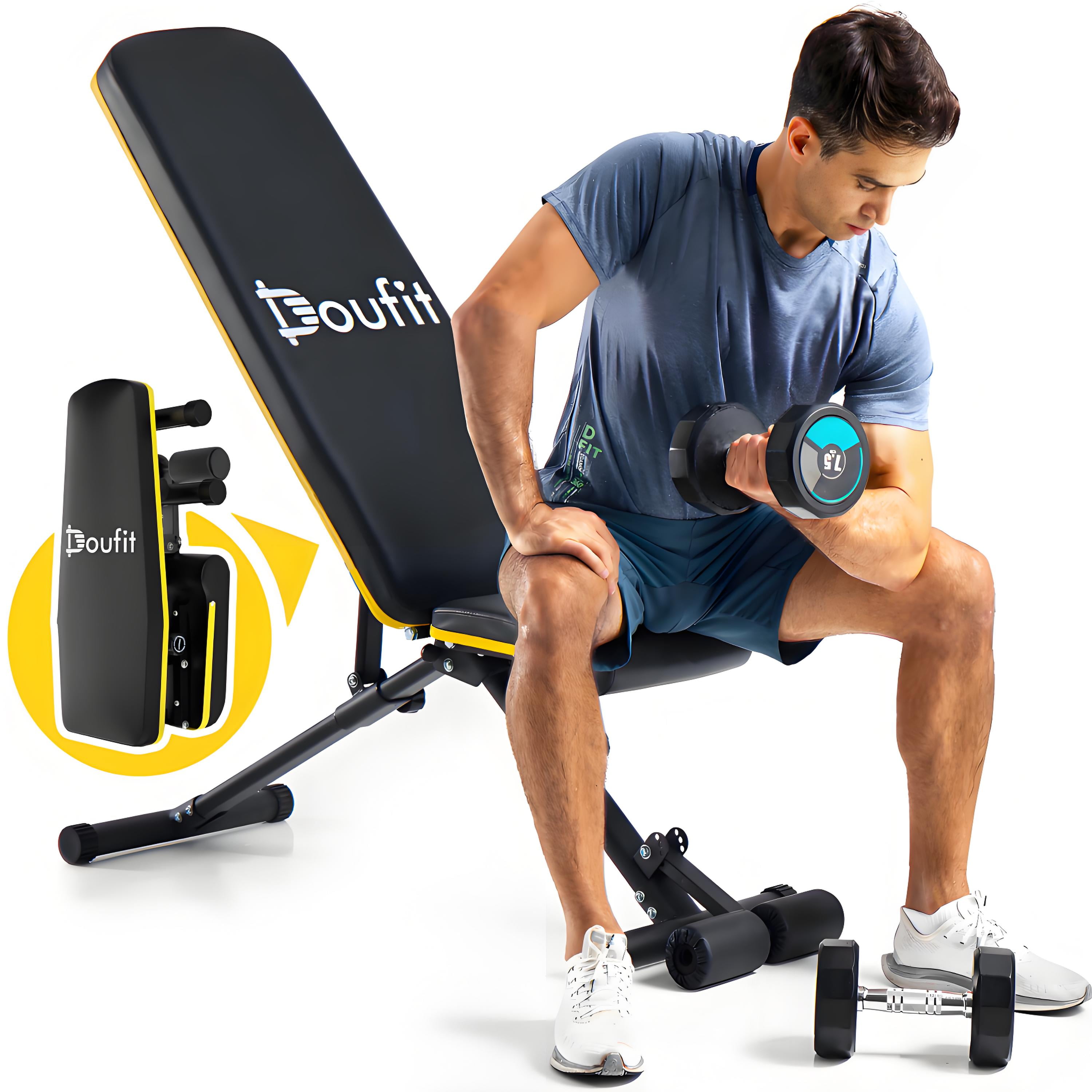 Sunny Health Fitness Adjustable Standard Incline Weight Bench with Rack SF BH623008 Walmart