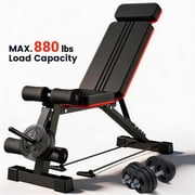 Weight Bench,Blacksmith Foldable Workout Bench with Leg Extension and Extended Headrest,880 LBS Capacity Incline Decline Bench for Home Gym Full Body Exercise