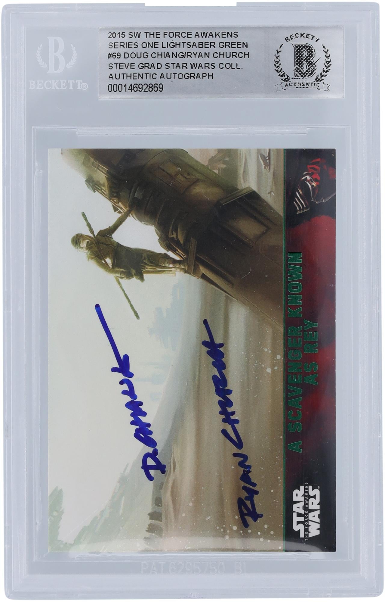 Doug Chiang and Ryan Church Star Wars Autographed 2015 Topps The Force Awakens #69 BGS Authenticated Authenticated Card