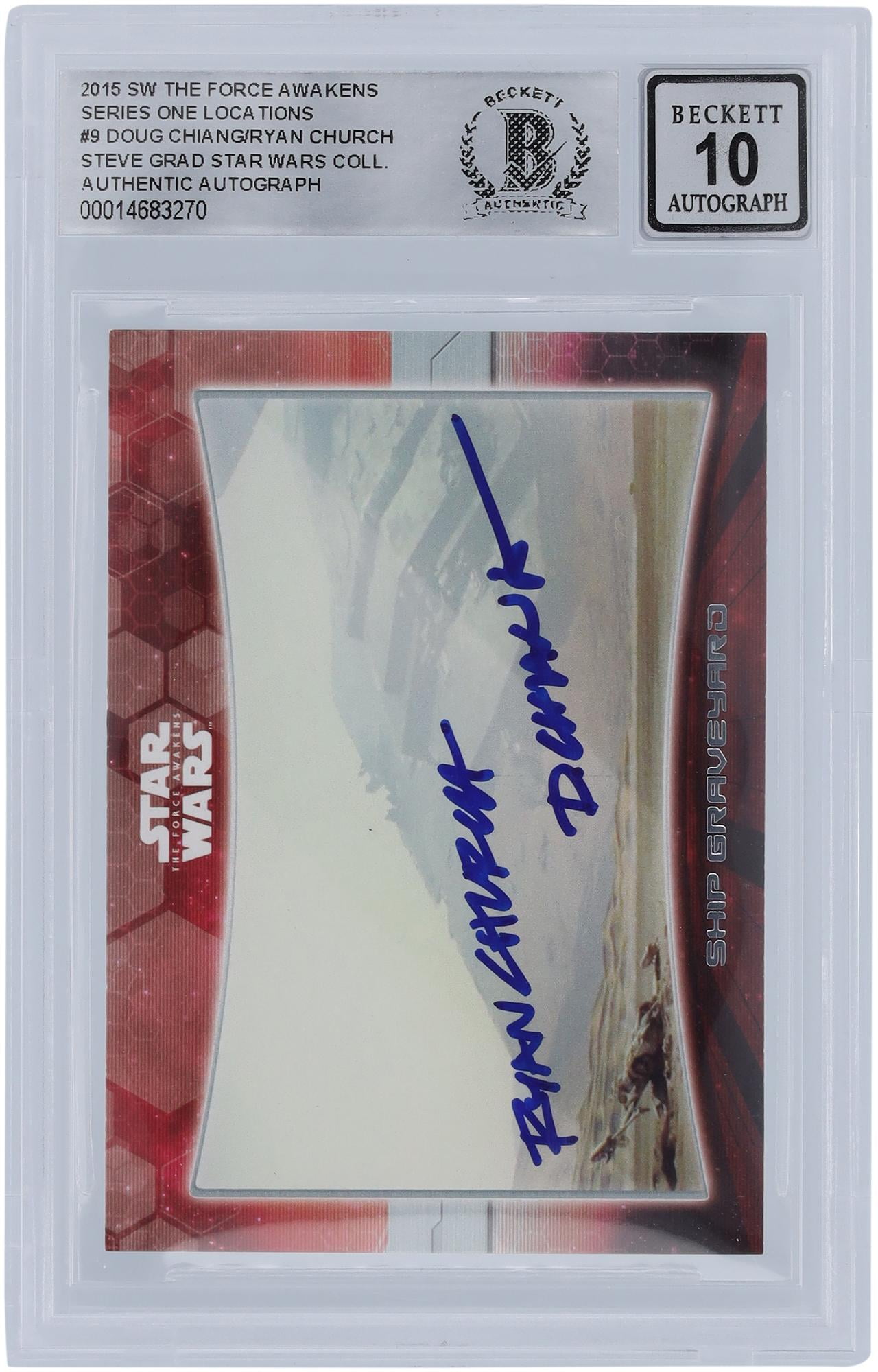 Doug Chiang and Ryan Church Star Wars Autographed 2015 Topps The Force Awakens #9 BGS Authenticated 10 Auto Card