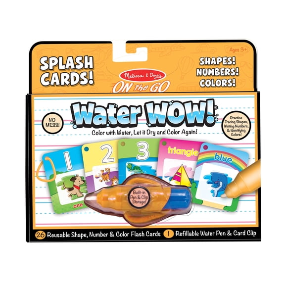 Doug On the Go Water Wow! Reusable Water-Reveal Cards - Shapes, Numbers, Colors - FSC Certified