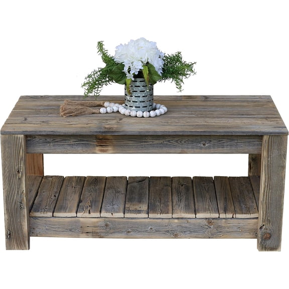 Doug and Cristy Designs Natural Unfinished Coffee Table with Shelf