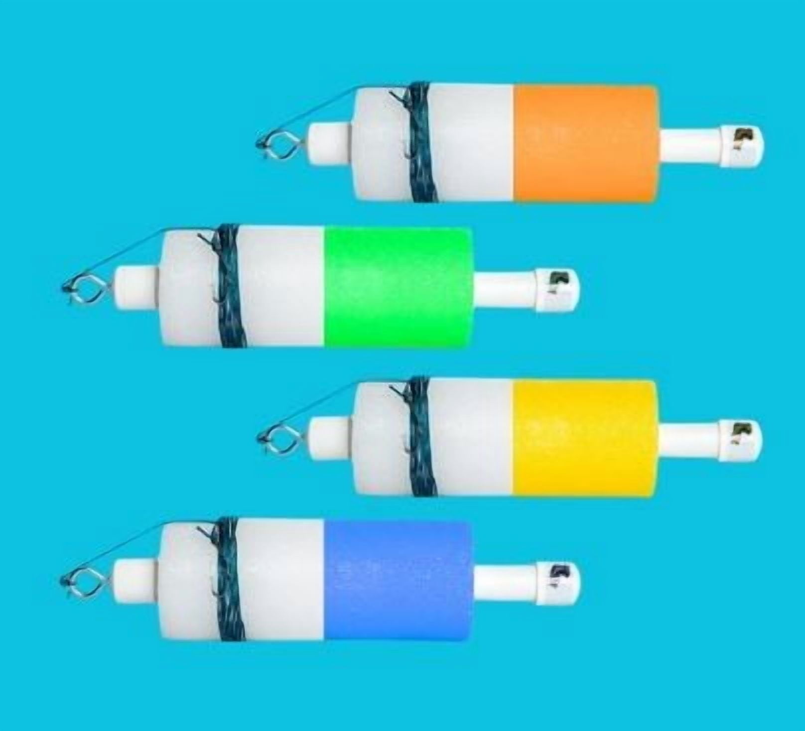 Doug's Jugs - 10 Pack Two Colored Fishing Jugs (Blue and White) 5ft line | Catfish Jugs | Catfish Noodles