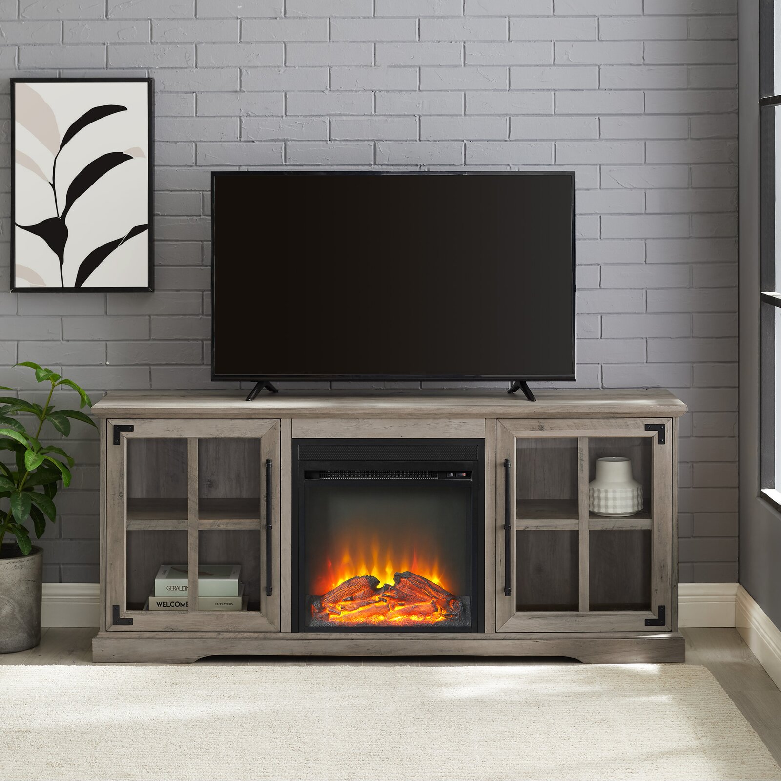 Dougan TV Stand for TVs up to 65" with Electric Fireplace Included