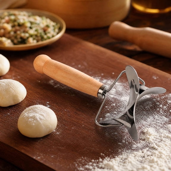 Dough Blender and Dumpling Maker, Stainless Steel Dumpling Wrapper, Dumpling wrapper cutter Circle Roller Mold Cooking Ravioli or Dumplings Utensils, EORTA 2 Pieces Cutter