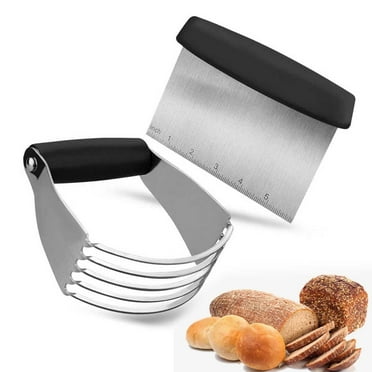 Dough Blender Stainless Steel Pastry Cutter Set - Multipurpose Bench Scraper - Great as Dough Cutter for Pastry Butter and Pizza Dough - Smooth Baking Dough Tools (2 Pack)