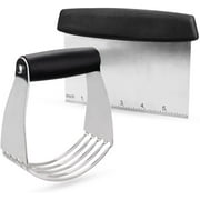 Dough Blender Stainless Steel Pastry Cutter Set - Multipurpose Bench Scraper - Great as Dough Cutter for Pastry Butter and Pizza Dough - Smooth Baking Dough Tools