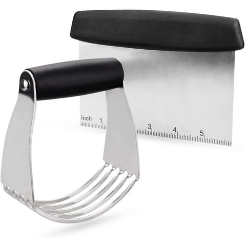 Dough Blender Stainless Steel Pastry Cutter Set - Multipurpose Bench Scraper - Great as Dough Cutter for Pastry Butter and Pizza Dough - Smooth Baking Dough Tools